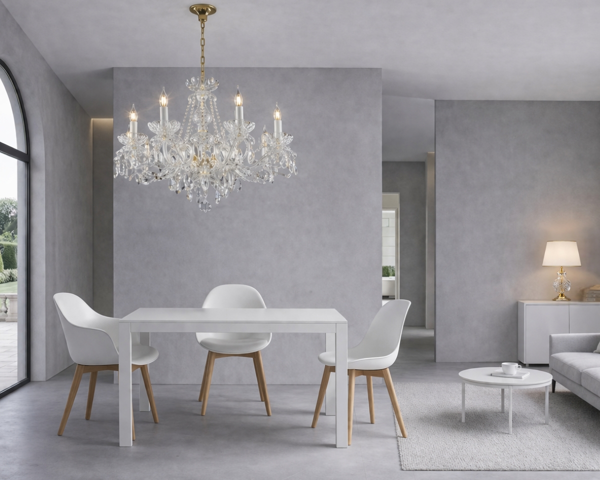 Krištáľový luster EL100802PB a stolná lampa ES624119 