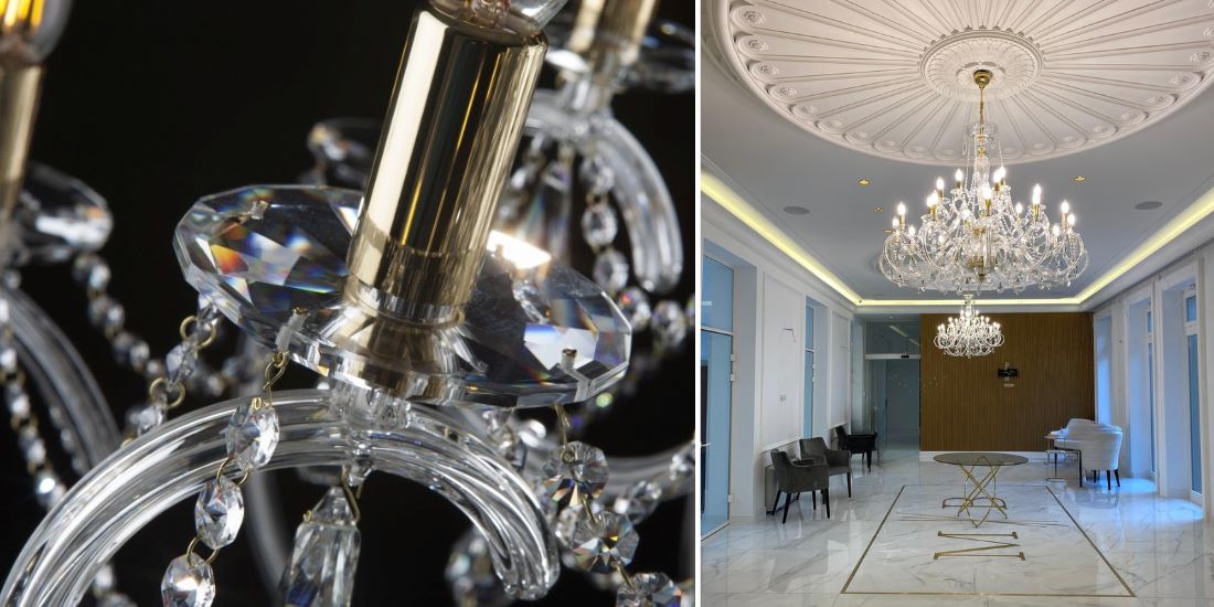 krištáľové lustre na prestížnej klinike v budapesti